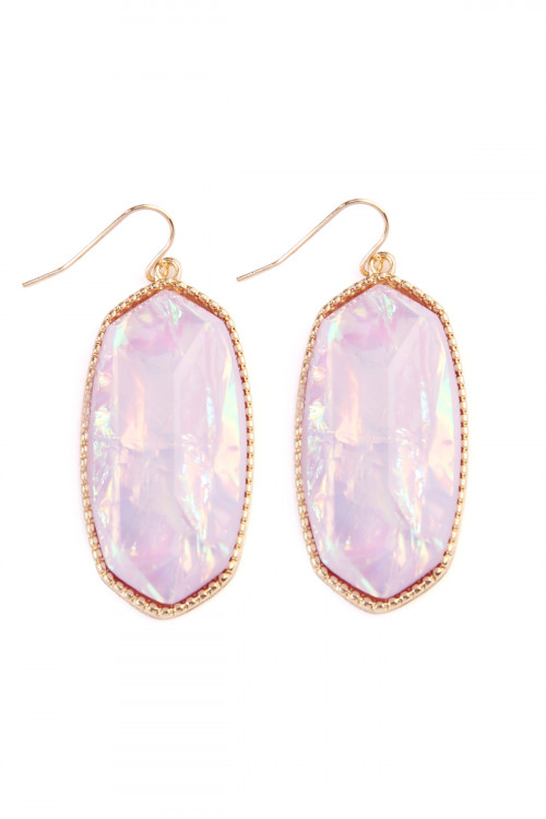 A1-1-4-VE0709LVOP LAVENDER OPAL GEM CUT DROP EARRINGS/6PAIRS