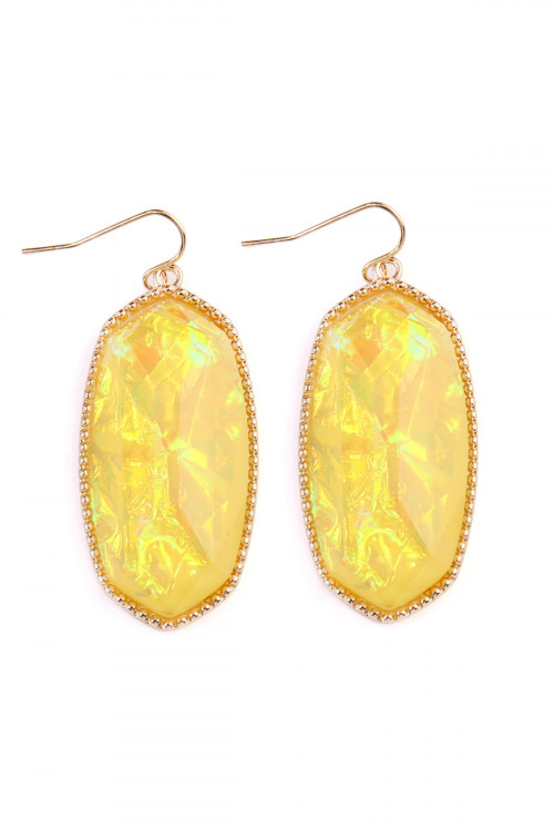 A1-1-4-VE0709YLOP YELLOW OPAL GEM CUT DROP EARRINGS/6PAIRS