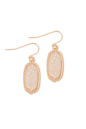 A2-2-2-VE1442GDAB - GOLD AB DRUZY STONE OVAL EARRINGS/1PC