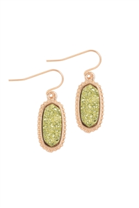 A2-2-2-VE1442GDGD - GOLD DRUZY STONE OVAL EARRINGS/1PC