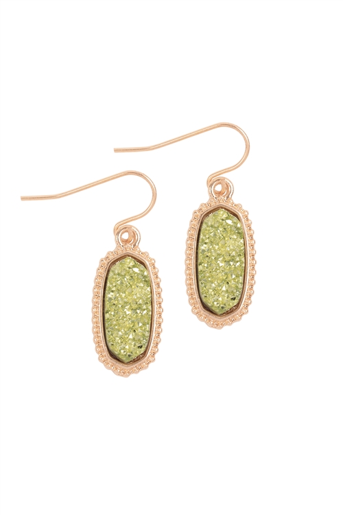 A2-2-2-VE1442GDGD - GOLD DRUZY STONE OVAL EARRINGS/1PC