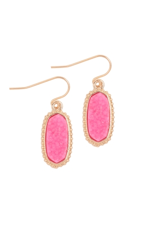 A2-1-3-VE1442GDPK - GOLD PINK DRUZY STONE OVAL EARRINGS/1PC
