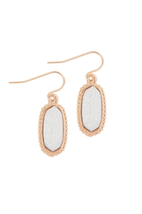 A2-1-3-VE1442GDWT - GOLD WHITE DRUZY STONE OVAL EARRINGS/1PC