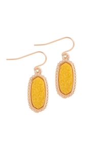 A2-1-3-VE1442GDYL - GOLD YELLOW DRUZY STONE OVAL EARRINGS/1PC