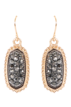 S1-5-4-VE1443GDHEHE - GOLD HEMATITE OVAL CLASSIC DRUZY EARRING/1PAIR