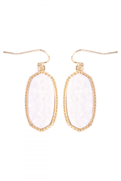 S4-6-3-VE1549GDWT- DRUZY SMALL DROP EARRINGS - WHITE/6PCS