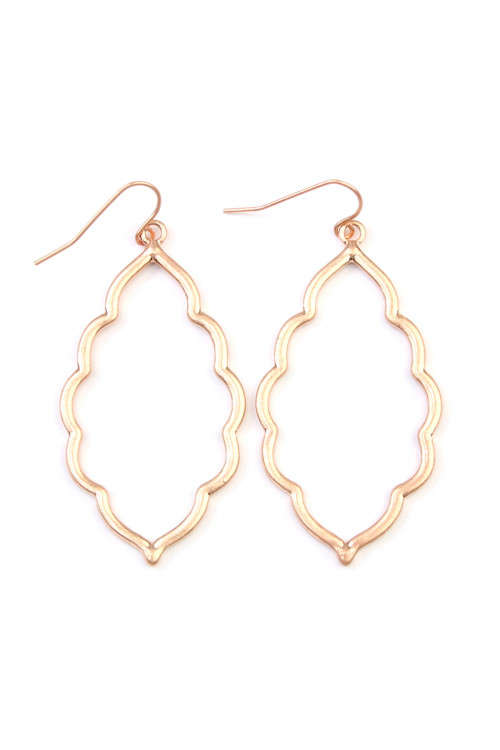 S23-12-3-AVE2055WRG MATTE ROSE GOLD MOROCCAN CUTOUT EARRINGS/1PAIR