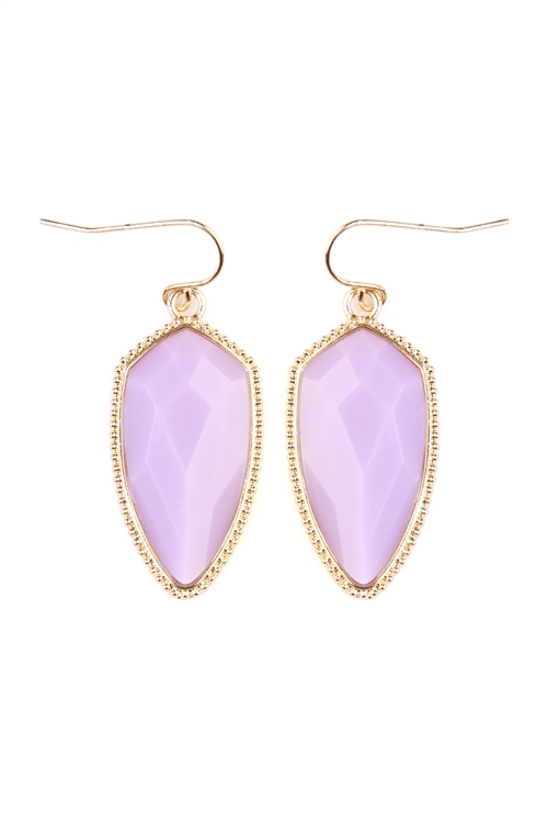 SA4-1-3-VE2126GDLV LAVENDER GEM CUT SHIELD SHAPE ACRYLIC HOOK EARRING/6PAIRS