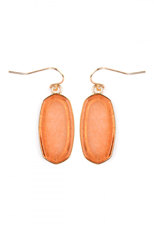 S5-4-2-VE2128GDDOR DARK ORANGE MINI NATURAL STONE EARRING/1PAIR