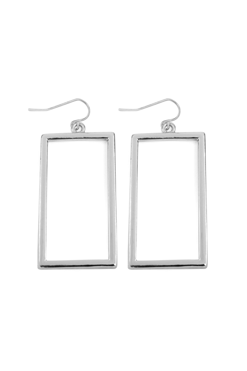 A1-3-3-VE2147RH - RECTANGLE METAL HOOK EARRINGS - SILVER/6PCS