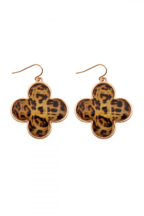 SA4-3-3-VE2275GDLEO GOLD CLOVER LEAF LEOPARD EARRINGS/6PAIRS