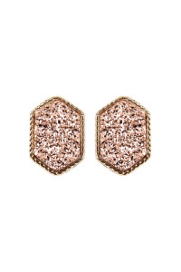 S7-5-2-VE2334GDCP CHAMPAGNE DRUZY HEXAGON POST EARRINGS/1PC