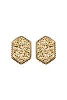 S21-4-4-VE2334GDGD - DRUZY HEXAGON POST EARRINGS - GOLD/1PC