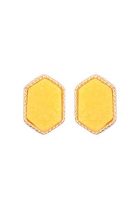 S17-10-2-VE2334GDMU - GOLD MUSTARD DRUZY HEXAGON POST EARRINGS/1PC