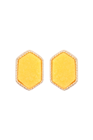 S17-10-2-VE2334GDMU - GOLD MUSTARD DRUZY HEXAGON POST EARRINGS/1PC