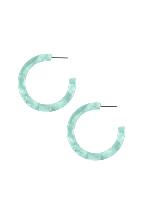 S1-6-4-VE2364MN - 1.5" ACETATE POST HOOP EARRINGS - MINT/6PCS