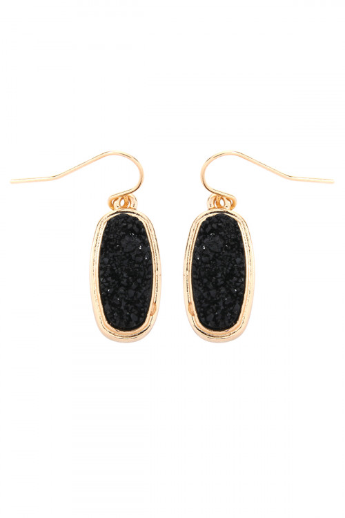 SA4-1-1-VE2371GDBK GOLD BLACK 1 inch FACETED DRUZY HOOK EARRINGS/6PAIRS