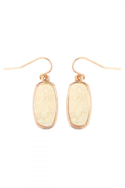 S7-6-2-VE2371GDIV GOLD IVORY 1 inch FACETED DRUZY HOOK EARRINGS/6PAIRS