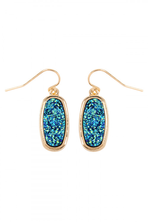 S7-6-2-VE2371GDMBL GOLD MONTANA BLUE 1 inch FACETED DRUZY HOOK EARRINGS/6PAIRS