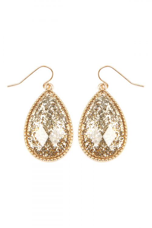 SA3-3-2-VE2397WGGD GOLD FACETED GLITTERY TEARDROP EARRINGS/6PAIRS