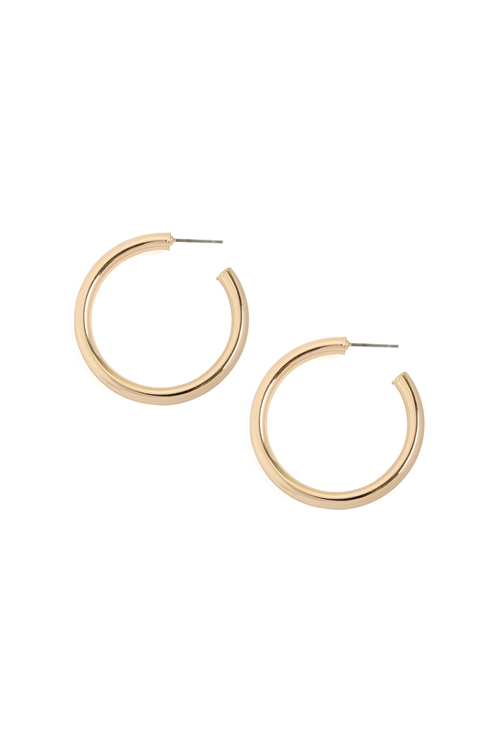 A2-3-3-VE2418GD - 1.5" POST HOOP EARRINGS - GOLD/6PCS