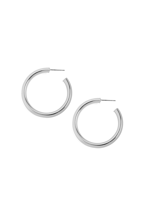 S4-6-2-VE2418RH - 1.5" POST HOOP EARRINGS - SILVER/6PCS