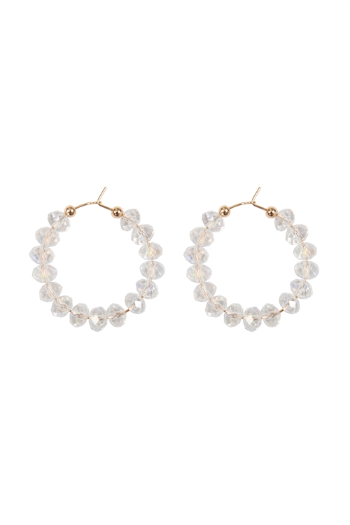 SA4-2-4-VE3957GDAB - RONDELLE BEADS ROUND HOOP EARRINGS-GOLD AB/1PC (NOW $2.75 ONLY!)