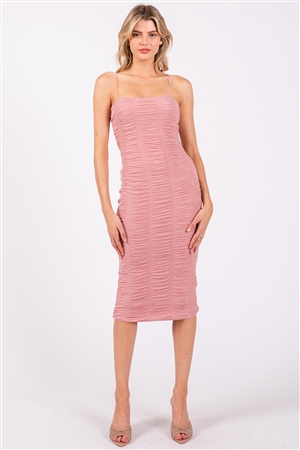 S46-1-1-VS-VID51343-DRS - TEXTURED JERSEY MIDI DRESS - DUSTY ROSE - 3-2-1