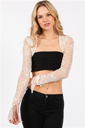 S46-1-1-VS-VIJ50643-IV - EMBELLISED MESH LACE CARDIGAN - IVORY - 3-2-1