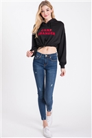 S46-1-1-VS-VIT8082-BK - SOLID PRINT CROPPED HOODIE - BLACK - 3-2-1