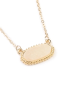 S19-5-1-VNE0616GDIV IVORY DRUZY OVAL STONE PENDANT NECKLACE AND EARRING SET/1PC