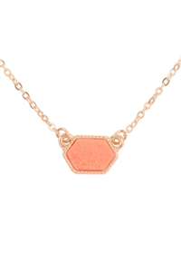 S7-5-2-VNE0851GDCO - DRUZY HEXAGON PENDANT NECKLACE EARRING SET-CORAL/1PC