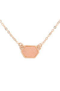 S4-4-2-VNE0851GDLPK - DRUZY HEXAGON PENDANT NECKLACE EARRING SET-LIGHT PINK/1PC