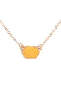 S6-4-2-VNE0851GDMU - DRUZY HEXAGON PENDANT NECKLACE EARRING SET-MUSTARD/1PC