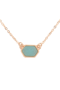 S7-5-2-VNE0851GDTQ - DRUZY HEXAGON PENDANT NECKLACE EARRING SET-TURQUOISE/1PC