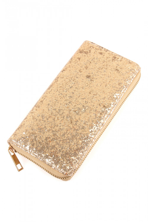 S2-5-2-WA0043-GOLD - GLITTER SINGLE ZIPPER WALLET/6PCS