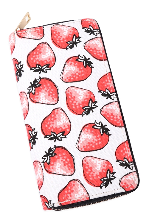 S27-8-1-WA0048-1 - STRAWBERY DIGITAL PRINTED ZIPPER WALLET/1PC