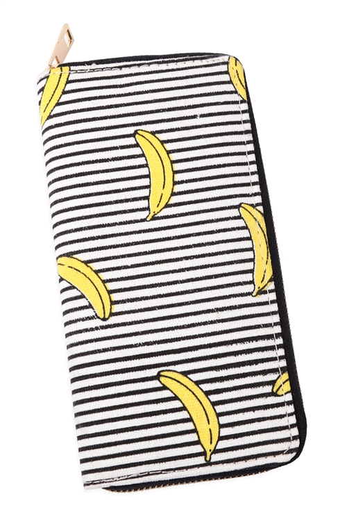 S27-8-1-WA0048-5 - STRIPE BANANA DIGITAL PRINTED ZIPPER WALLET/1PC