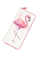 S18-9-2-WA0055-1 - FLAMINGO LEATHER ZIPPER WALLET-WHITE/1PC