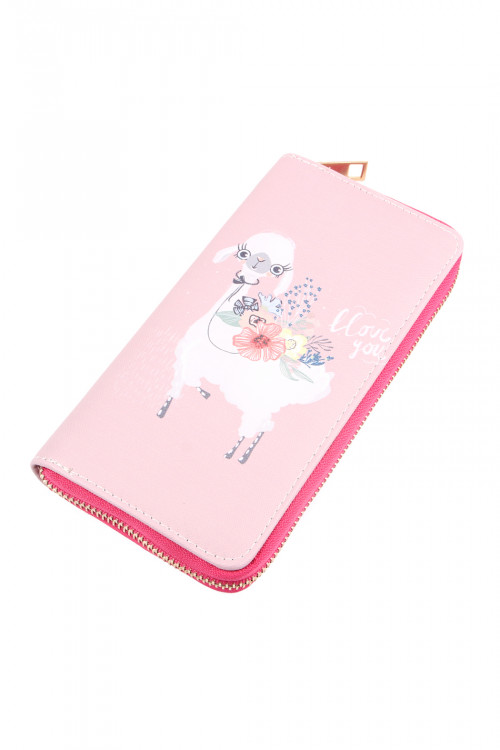 S6-6-1-WA0073-1 ANIMALS DIGITAL PRINTED SINGLE METAL ZIPPER WALLET-PINK/1PC (NOW $2.25 ONLY!)