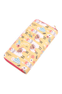 S7-4-4-WA0073-2 ANIMALS DIGITAL PRINTED SINGLE METAL ZIPPER WALLET-YELLOW/1PC (NOW $2.25 ONLY!)