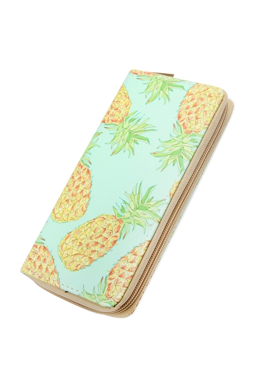 S26-9-1-WA0085-3-PINEAPPLE CUTE DIGITAL PRINTED SINGLE ZIPPER WALLET/1PC