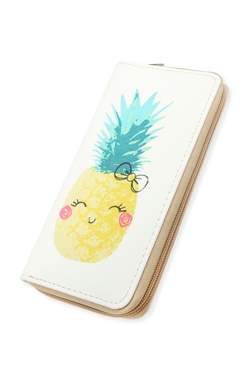 S26-9-1-WA0085-5-PINEAPPLE CUTE DIGITAL PRINTED SINGLE ZIPPER WALLET/1PC