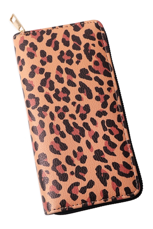 S27-8-1-WA0086-3 - ANIMAL PRINTED SINGLE ZIPPER WALLET - LEOPARD/1PC