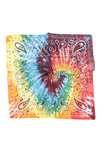 S18-8-4-WCF1025 - TIE DYE PAISLEY PRINT BANDANA-RAINBOW/12PCS