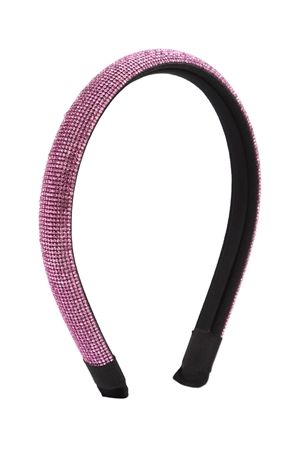 S24-6-4-WCH1033FS - SHINY RHINESTONE HEADBAND-FUCHSIA/6PCS