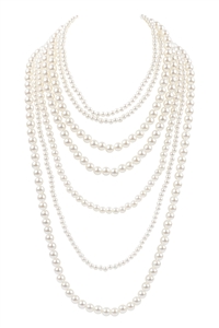 S2-4-1-WCN1071 - LAYERED PEARL BEADS NECKLACE-CREAM/6PCS