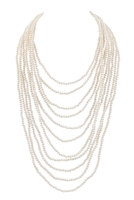 S20-9-1-WCN1072 - MULTI LAYER PEARL BEADS STATEMENT NECKLACE-CREAM/6PCS