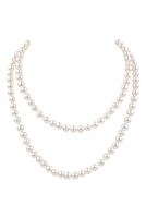 S25-8-1-WCN1073 - 2 LINE PEARL BEADS SHORT NECKLACE-CREAM/6PCS