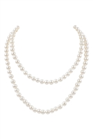 S24-3-3-WCN1073 - 2 LINE PEARL BEADS SHORT NECKLACE-CREAM/6PCS